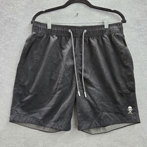 Sullen Men Shorts S Black Skull Art Collective Logo 7" Inseam